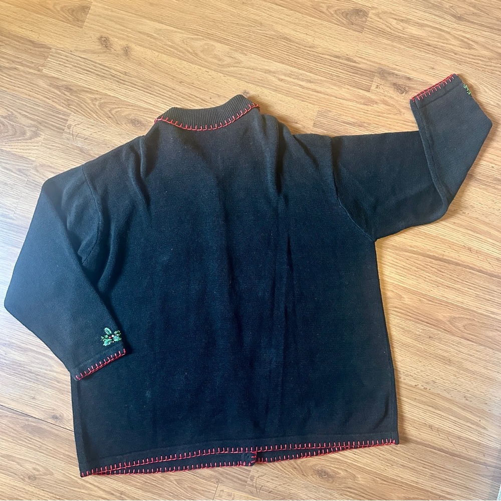 Women’s 2X Black Green Red Embroidered Beaded Ugly Chri‎ Sweater - Picture 9 of 13